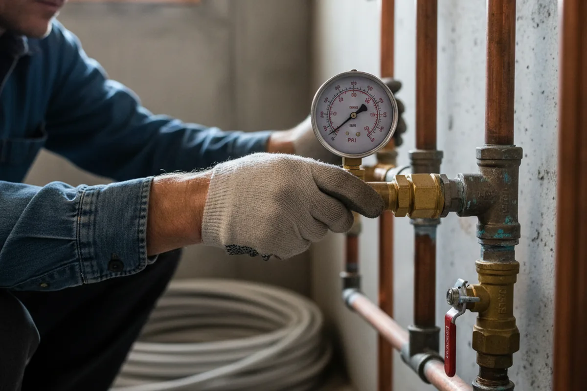 Pressure testing a repaired line during Water Line Repair in Burbank